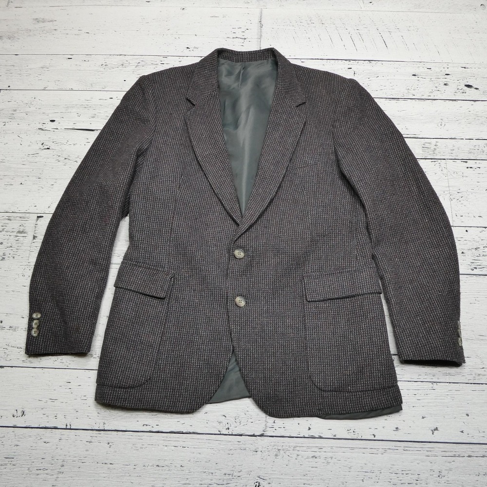Ashford & Rhodes ltd Blazer Mens‎ 40R Gray Tweed Two Button Notch Lapel Jacket